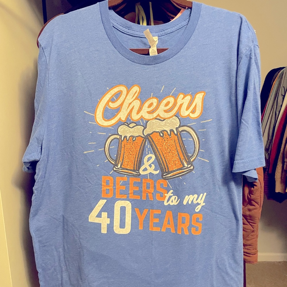 40th Birthday Tee Shirt Beer Blue 2XL